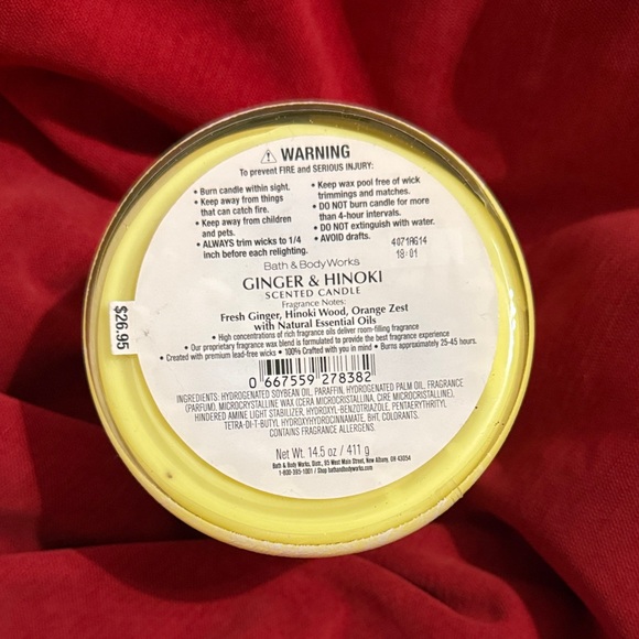 Bath & Body Works Ginger & Hinoki Candle - White and Yellow - Picture 2 of 2
